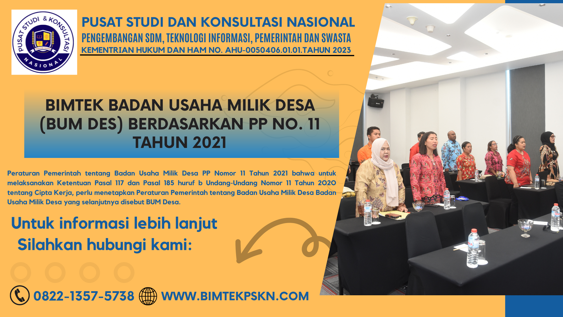 BIMTEK BADAN USAHA MILIK DESA (BUM DES) BERDASARKAN PP NO. 11 TAHUN 2021