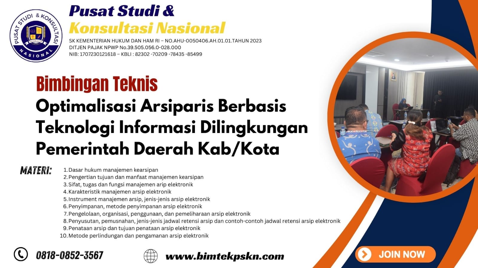 Bimtek Optimalisasi Arsiparis Berbasis Teknologi Informasi Dilingkungan Pemerintah Daerah