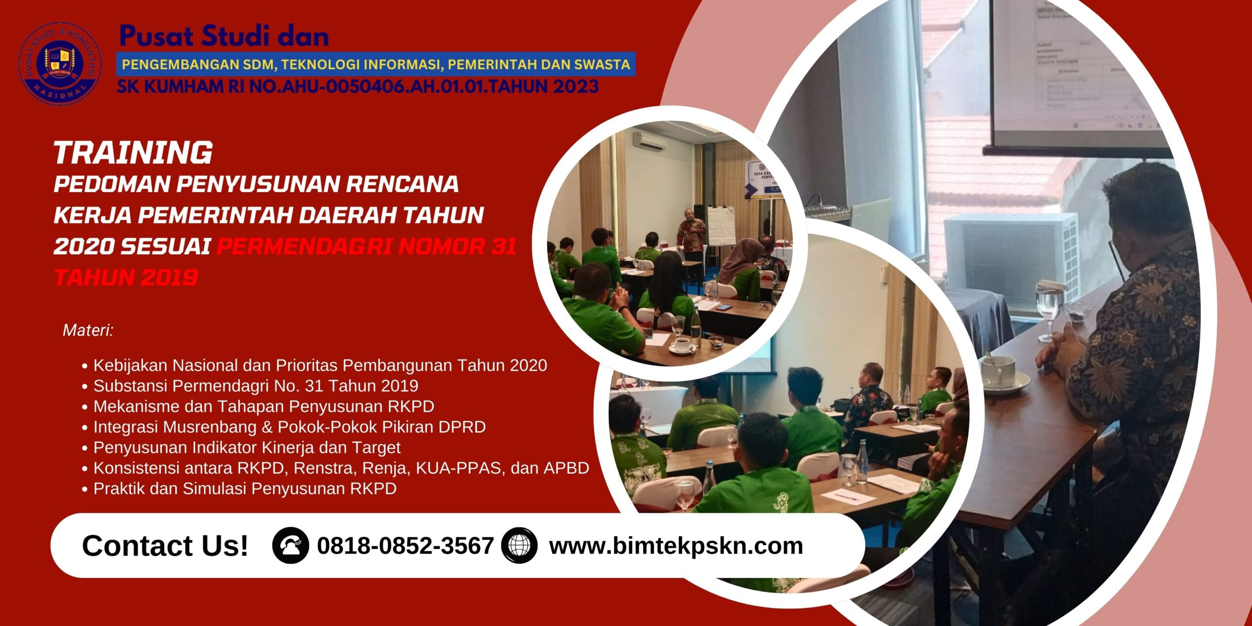 Training Pedoman Penyusunan Rencana Kerja Pemerintah Daerah Tahun 2020 Sesuai Permendagri Nomor 31 Tahun 2019