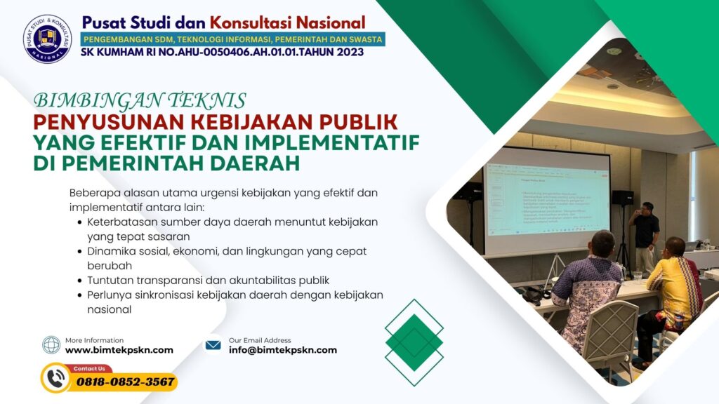 Bimtek Penyusunan Kebijakan Publik yang Efektif dan Implementatif di Pemerintah Daerah