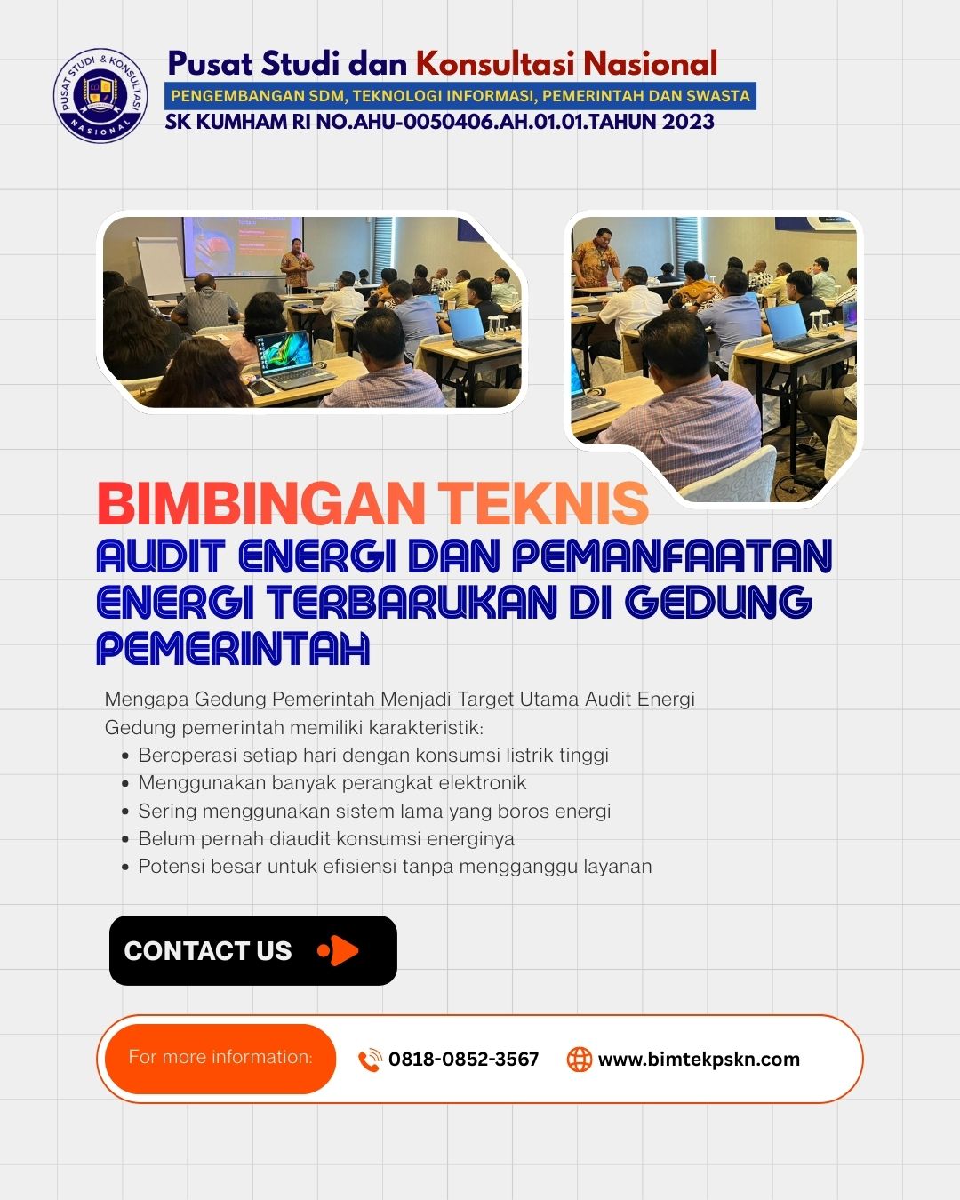 Bimtek Audit Energi dan Pemanfaatan Energi Terbarukan di Gedung Pemerintah