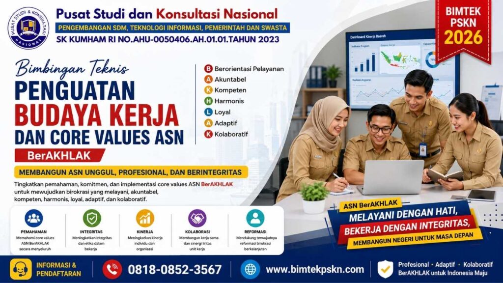 Bimbingan Teknis Penguatan Budaya Kerja dan Core Values ASN BerAKHLAK
