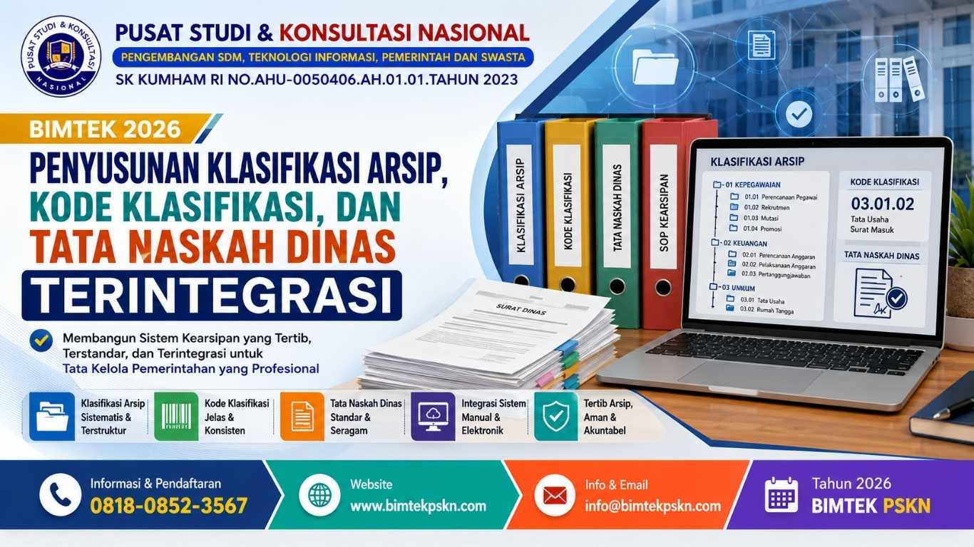 Bimtek Penyusunan Klasifikasi Arsip, Kode Klasifikasi, dan Tata Naskah Dinas Terintegrasi