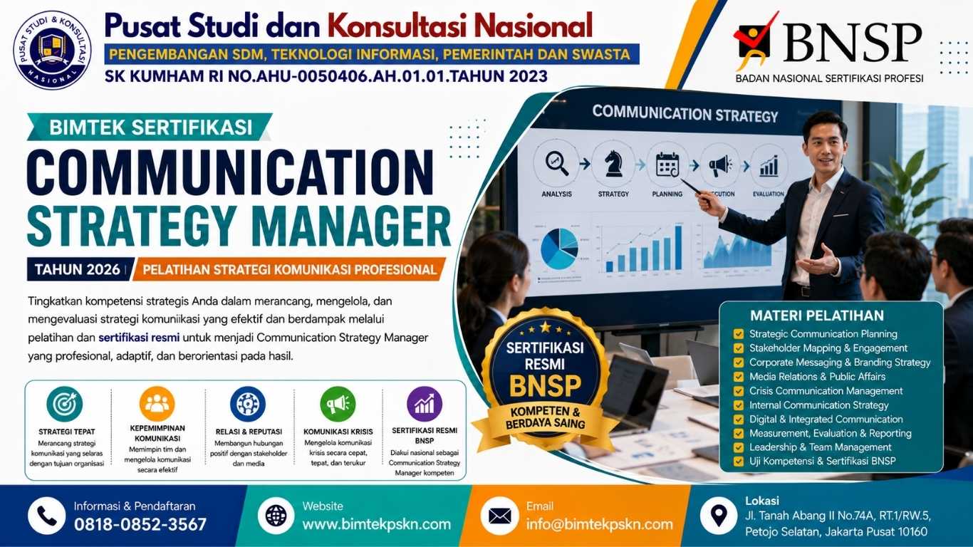 Bimtek Sertifikasi Communication Strategy Manager Tahun 2026 Pelatihan Strategi Komunikasi Profesional