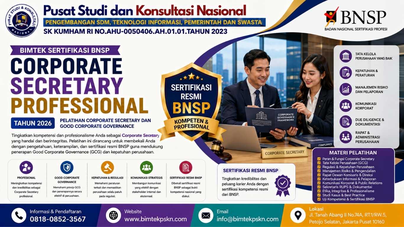 Bimtek Sertifikasi Corporate Secretary Professional Tahun 2026