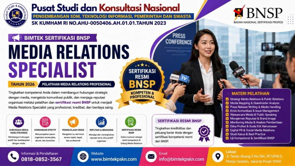 Bimtek Sertifikasi Media Relations Specialist Tahun 2026 Pelatihan Media Relations Profesional