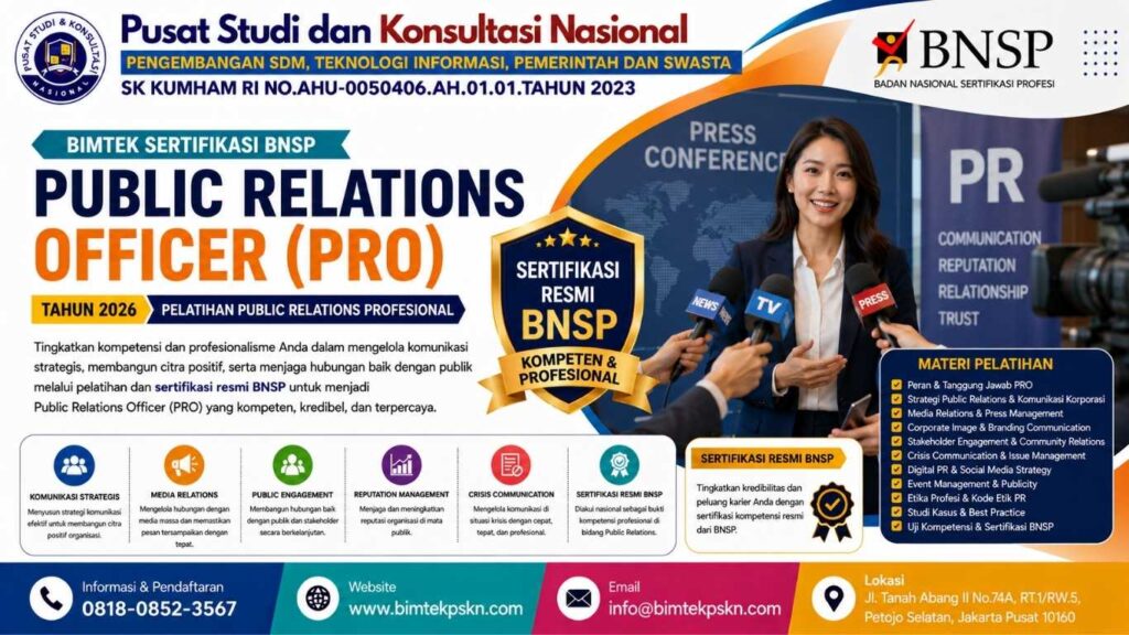 Bimtek Sertifikasi Public Relations Officer (PRO) Tahun 2026 Pelatihan Public Relations Profesional