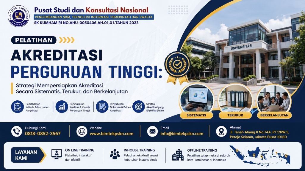Pelatihan Akreditasi Perguruan Tinggi Strategi Mempersiapkan Akreditasi Secara Sistematis, Terukur, dan Berkelanjutan