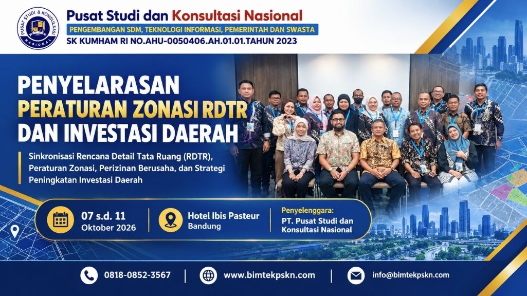 Bimbingan Teknis Penyelarasan Peraturan Zonasi RDTR dan Investasi Daerah bagi DPUPR Kabupaten Kutai Timur di Bandung